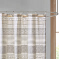 Cotton Stripe Printed Shower Curtain With Tassel Gray Yellow Cotton