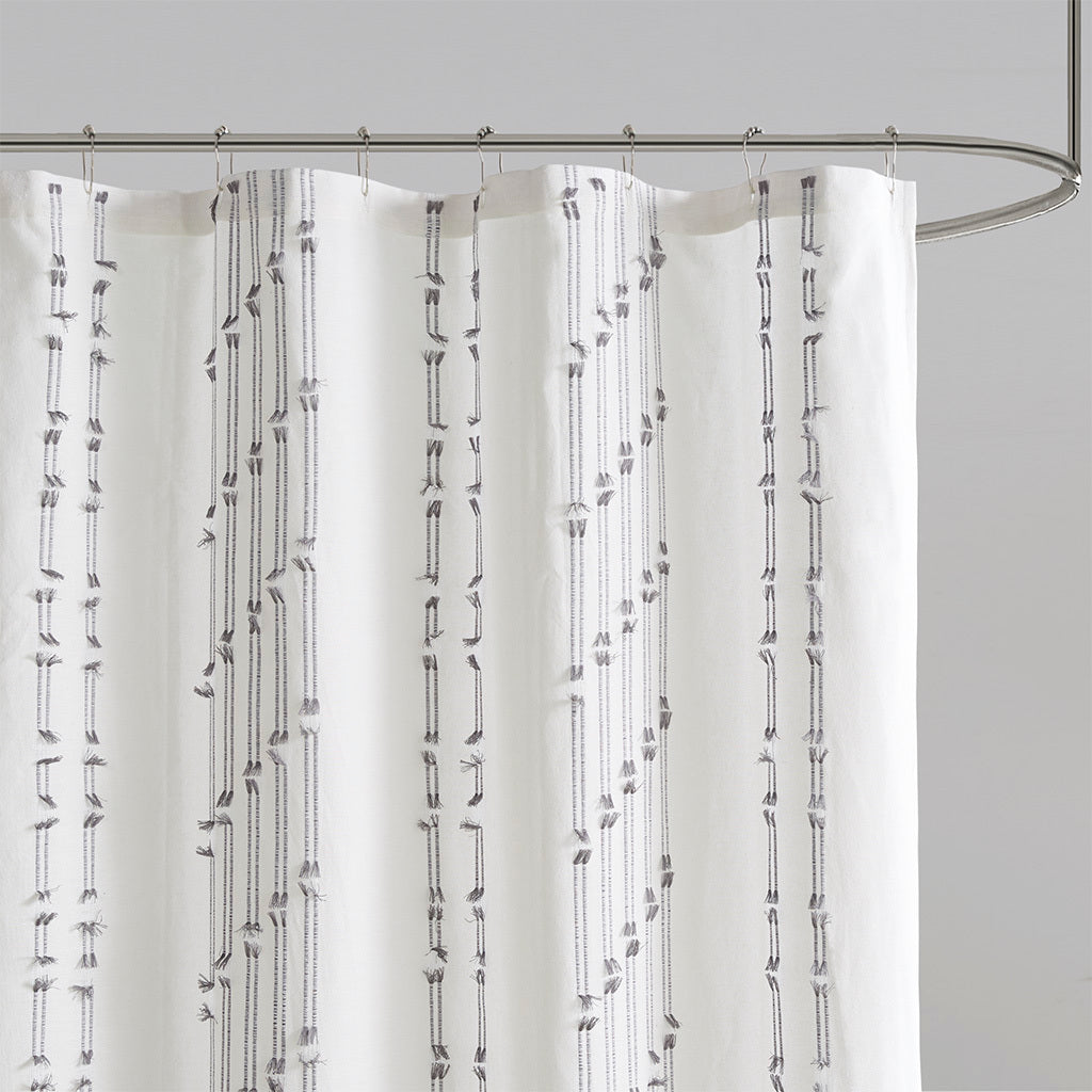 Cotton Jacquard Shower Curtain Ivory Cotton