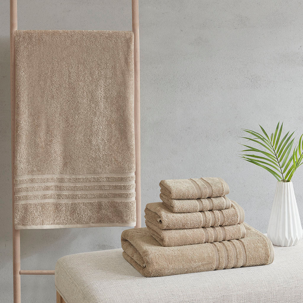 Sustainable Antimicrobial Bath Towel 6 Piece Set Natural Polyester