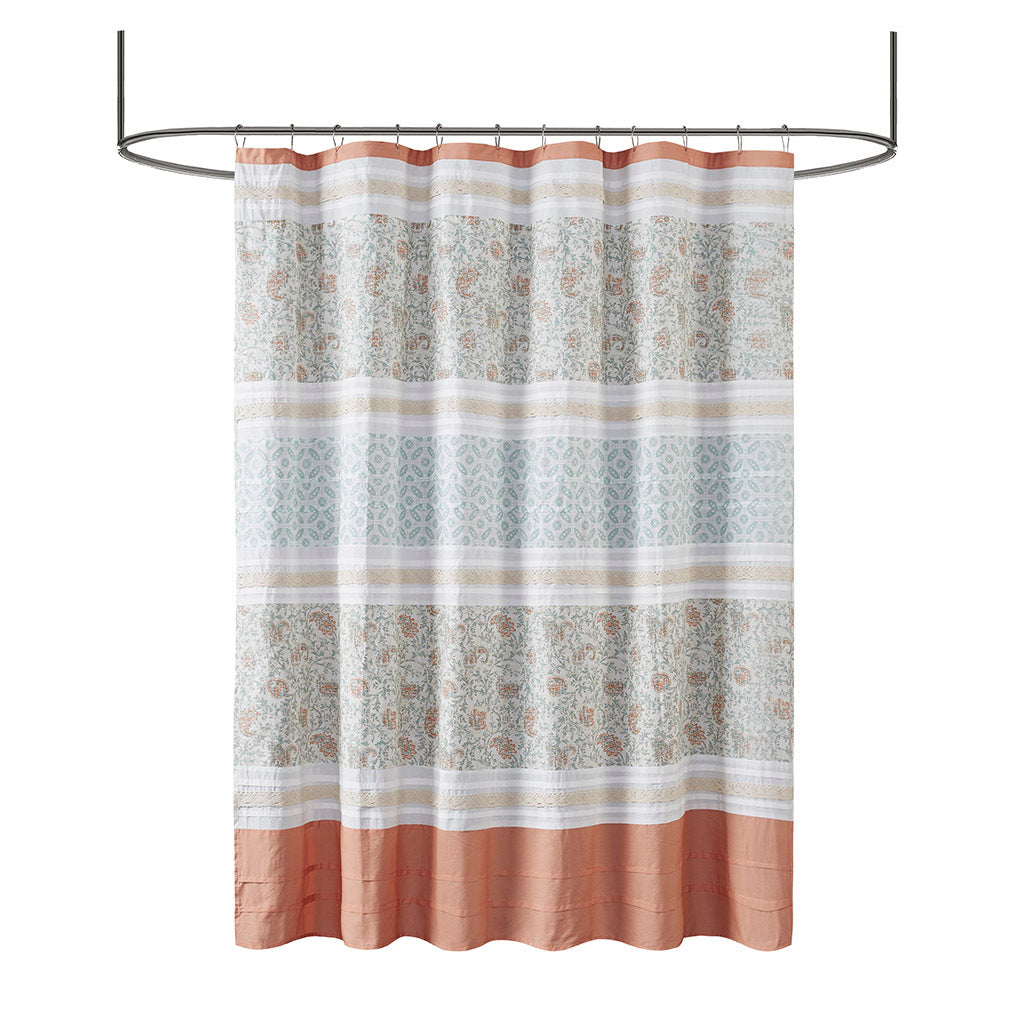 Cotton Shower Curtain Coral Cotton