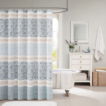 Cotton Shower Curtain Aqua Cotton