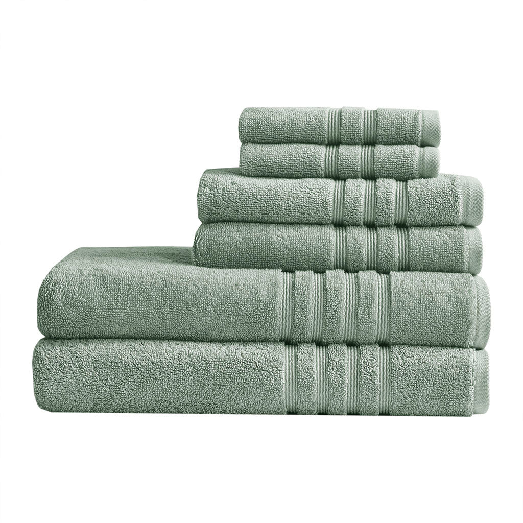 Sustainable Antimicrobial Bath Towel 6 Piece Set Green Polyester