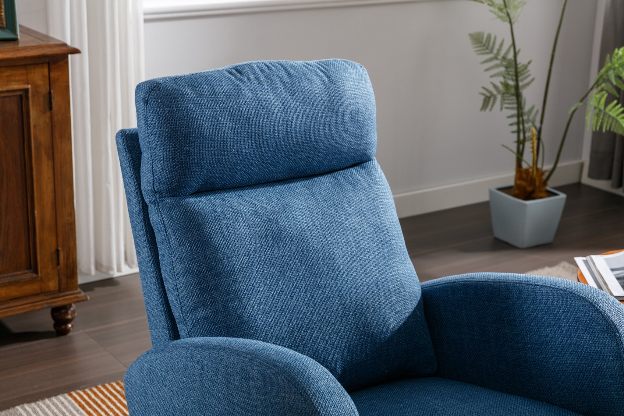 COOLMORE living room Comfortable rocking chair living blue-linen