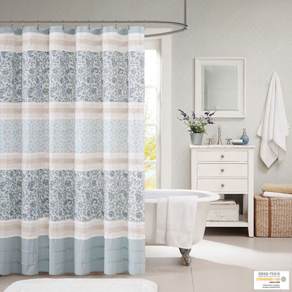 Cotton Shower Curtain Aqua Cotton