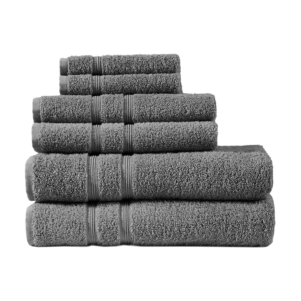 100% Turkish Cotton 6 Piece Towel Set Charcoal Cotton