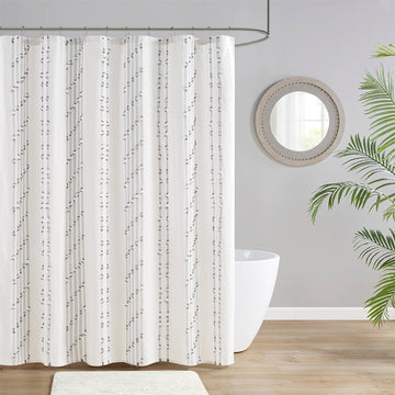 Cotton Jacquard Shower Curtain Ivory Cotton