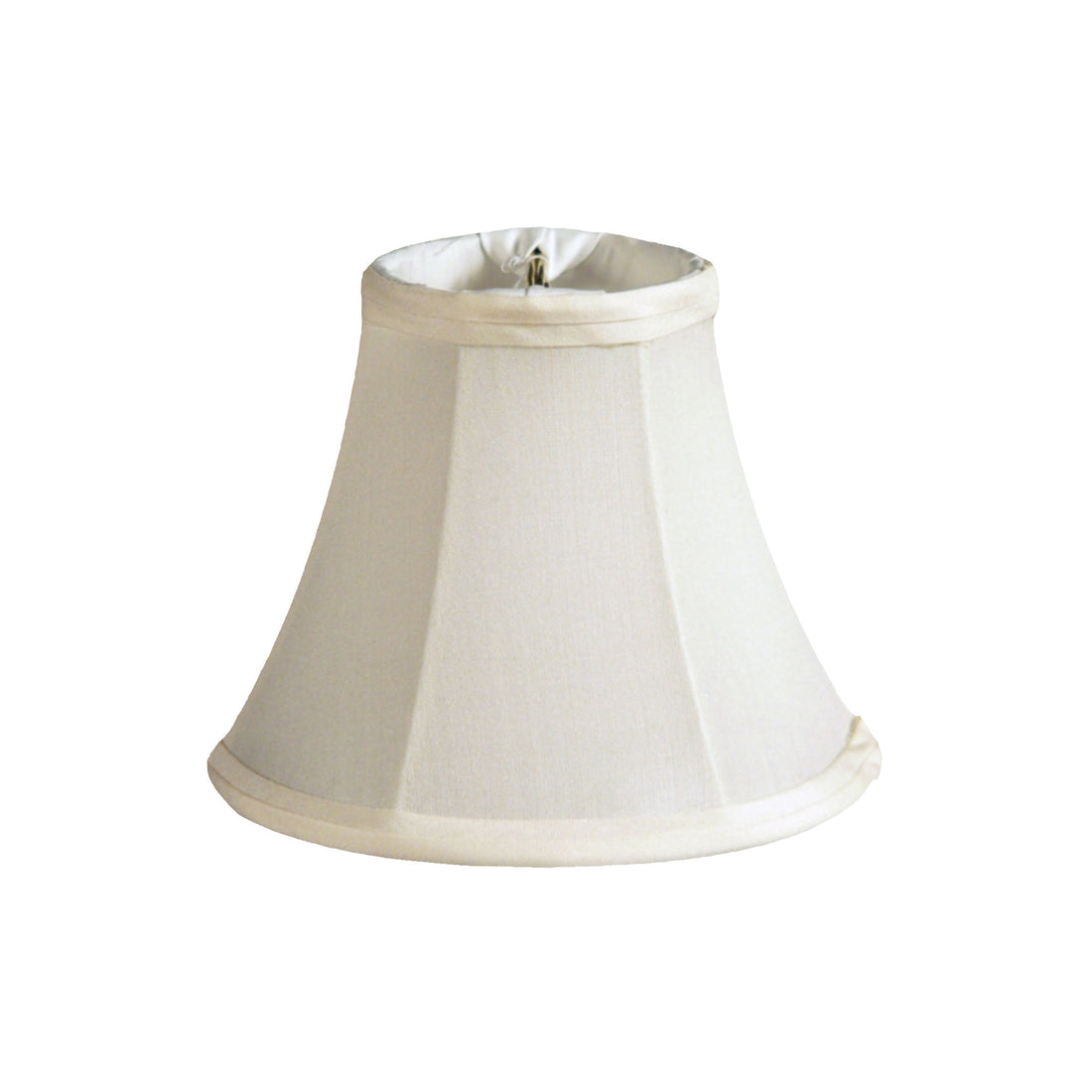 Pure Silk Pongee Chandelier Lampshade With Flame Clip Set Of 6 , Egg Color Natural Fabric Lampshade For Table Lamps, 3" Top X 6" Bottom X 4.25" Height White Pongee Silk