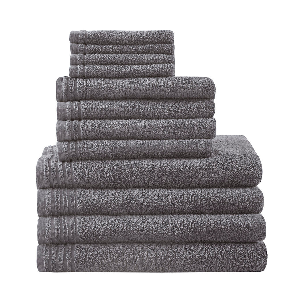 100% Cotton Quick Dry 12 Piece Bath Towel Set Grey Cotton