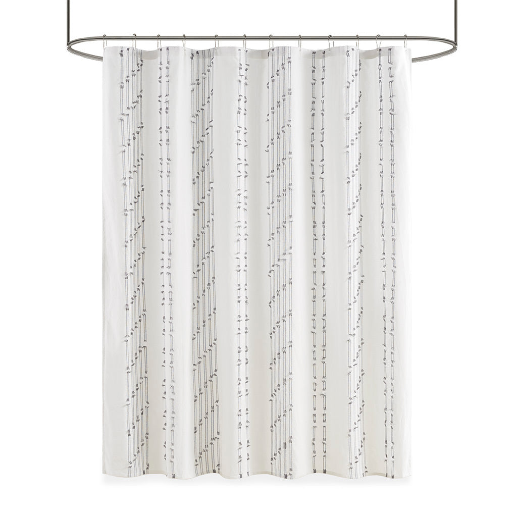 Cotton Jacquard Shower Curtain Ivory Cotton