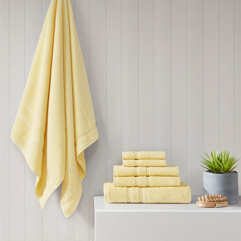 100% Turkish Cotton 6 Piece Towel Set Yellow Cotton