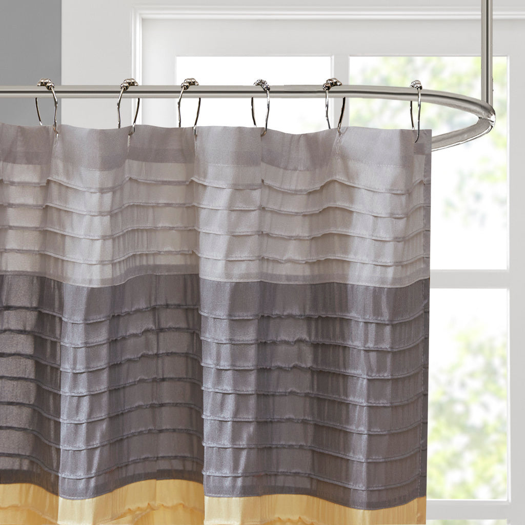 Faux Silk Shower Curtain Yellow Polyester