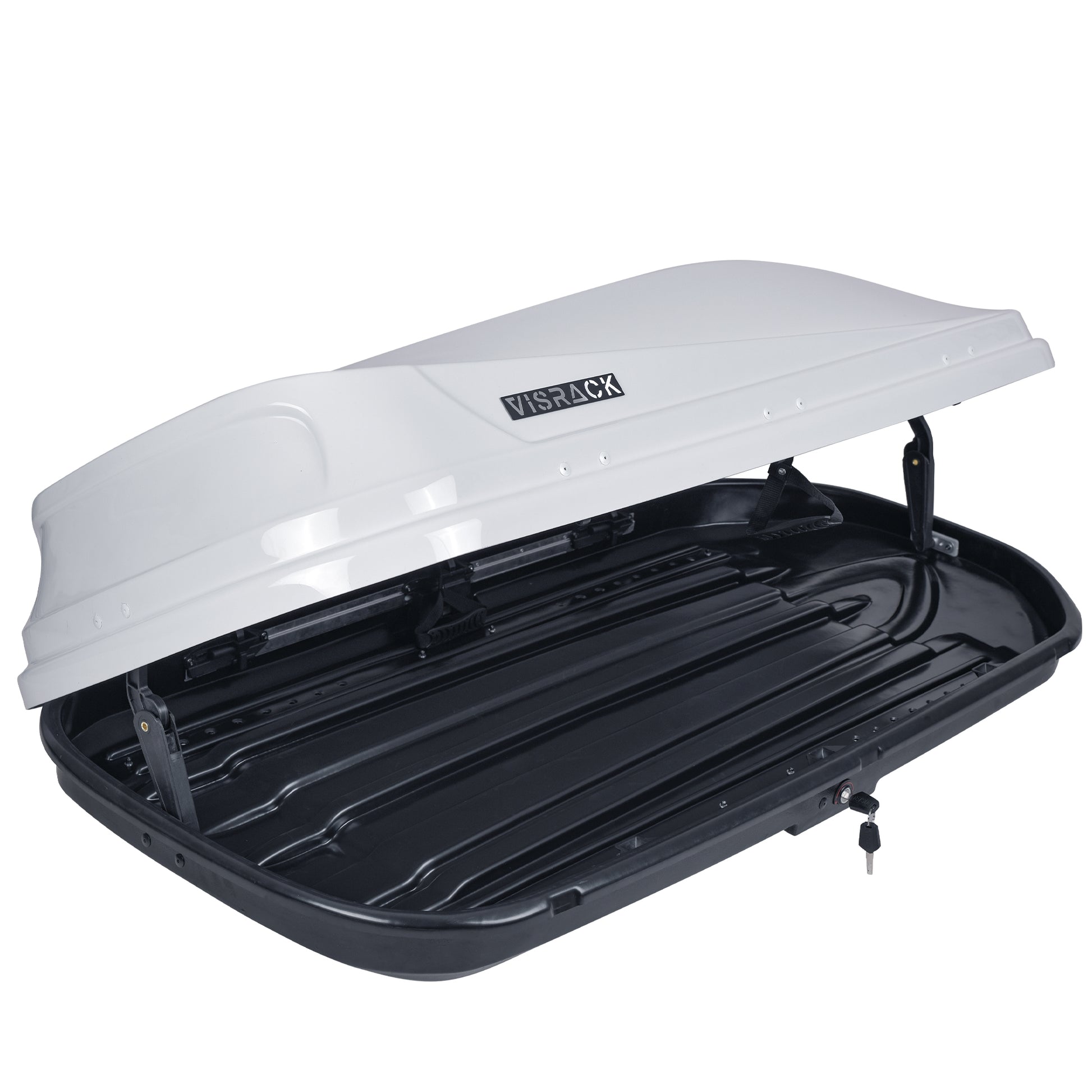 Hard Shell Roof Cargo Carrier With Security Keys, Roof Box, Cargo Box, 62 L X 31 W X 15 H Inches, 14 Cubic Feet Tool Free Install , White White Abs Pc