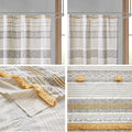 Cotton Stripe Printed Shower Curtain With Tassel Gray Yellow Cotton