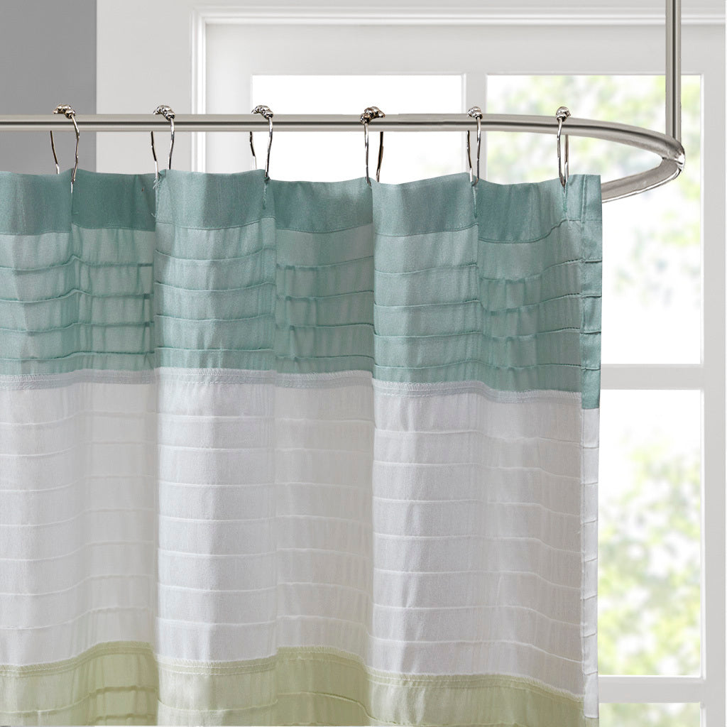 Faux Silk Shower Curtain Green Polyester