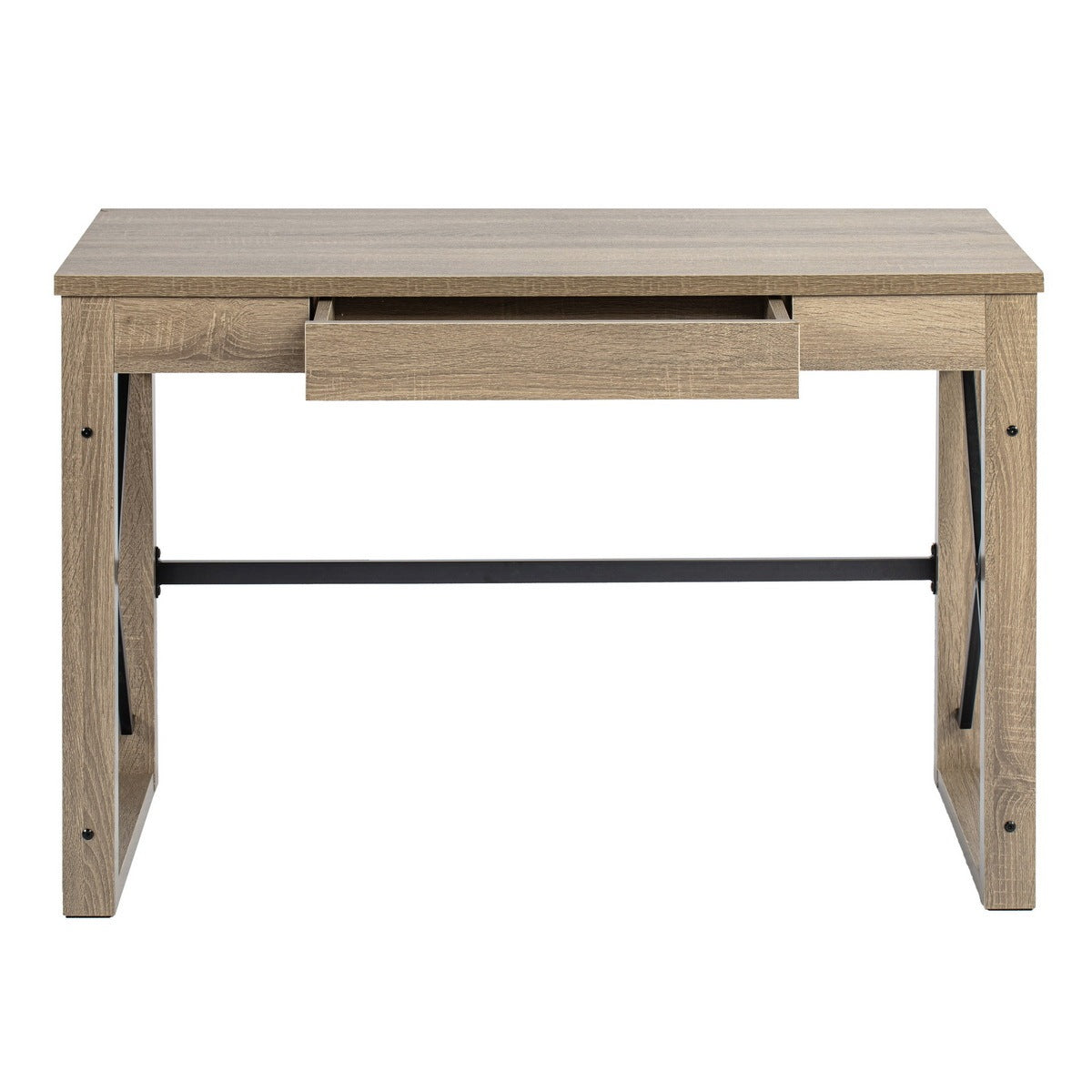 44.1"W x 20.1"D x 30.1"H Industrial Computer Desk With natural wood wash-steel-particle board