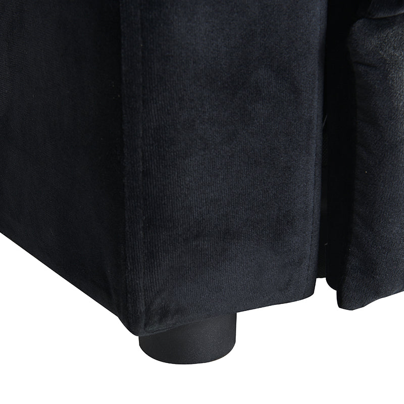 Kids Recliner Chair, Kids Upholstered Couch With Two Cup Holder, Footrest, Backrest, Toddlers Velvet Recliner With Headrest And Footrest Black Velvet