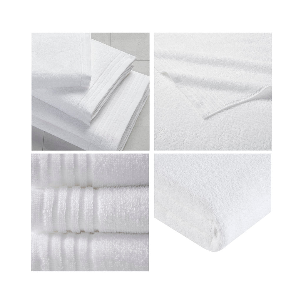 100% Cotton Quick Dry 12 Piece Bath Towel Set White Cotton