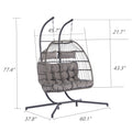 2 Person Outdoor Rattan Hanging Chair Patio Wicker Egg Chair Yes Sectional Light Gray Uv Resistant Frame Water Resistant Cushion Garden & Outdoor American Design 2 Person Seating Group Polyester Rattan