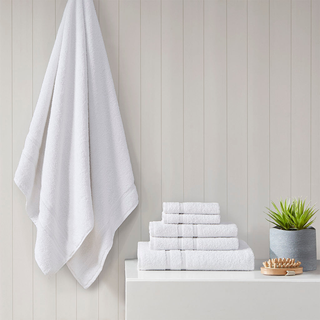 100% Turkish Cotton 6 Piece Towel Set White Cotton