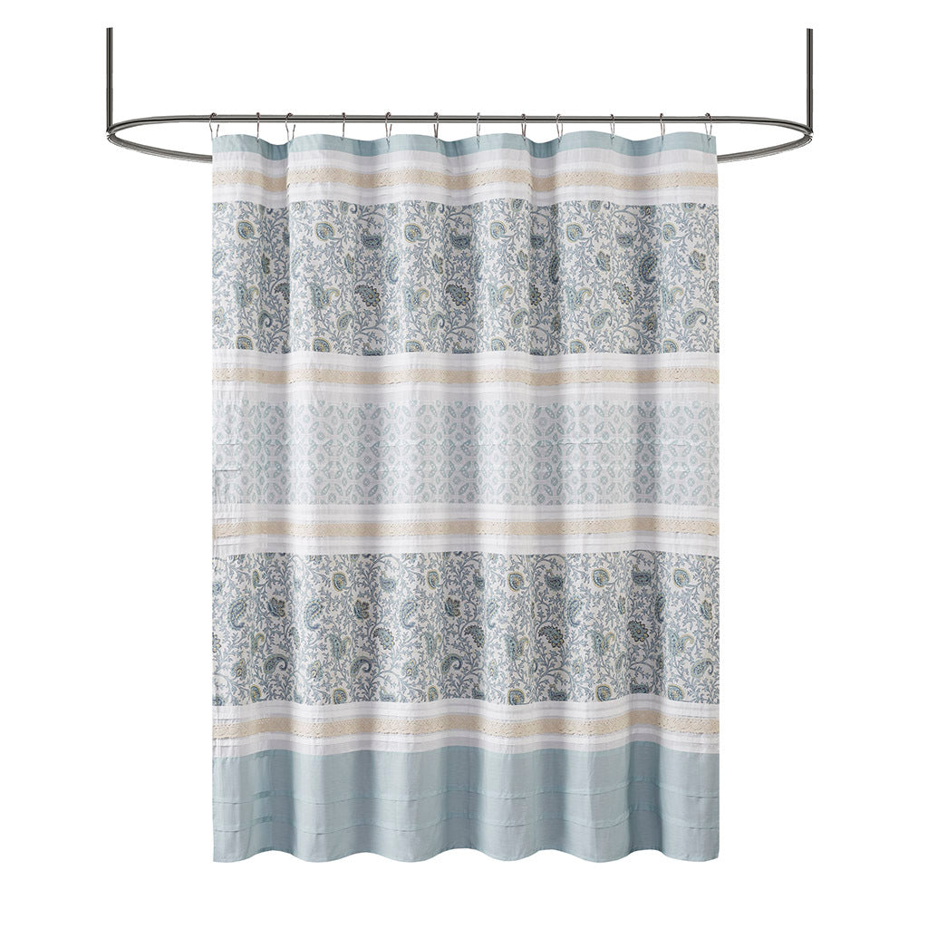 Cotton Shower Curtain Aqua Cotton