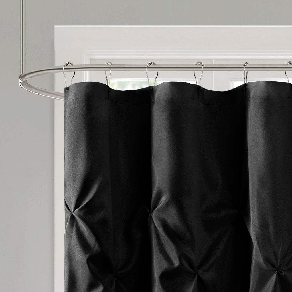 Tufted Semi Sheer Shower Curtain Black Polyester