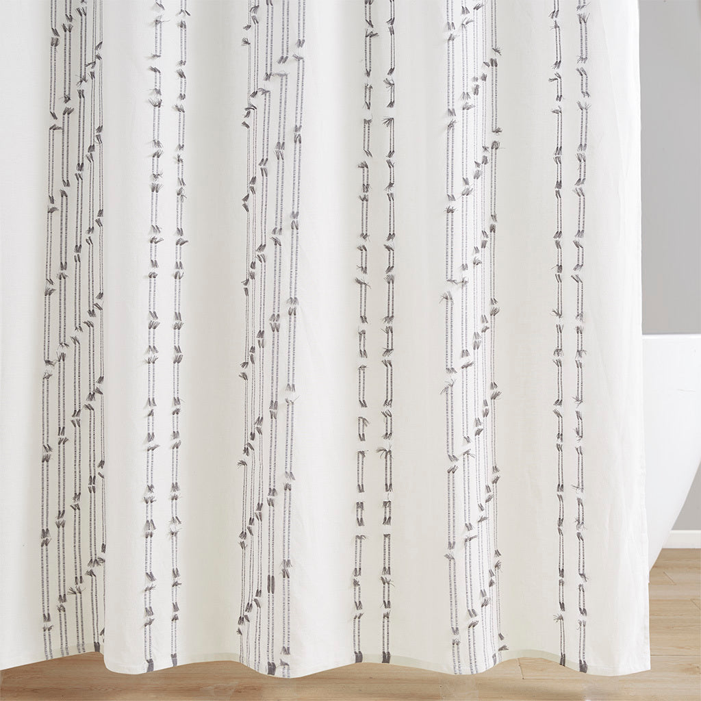 Cotton Jacquard Shower Curtain Ivory Cotton