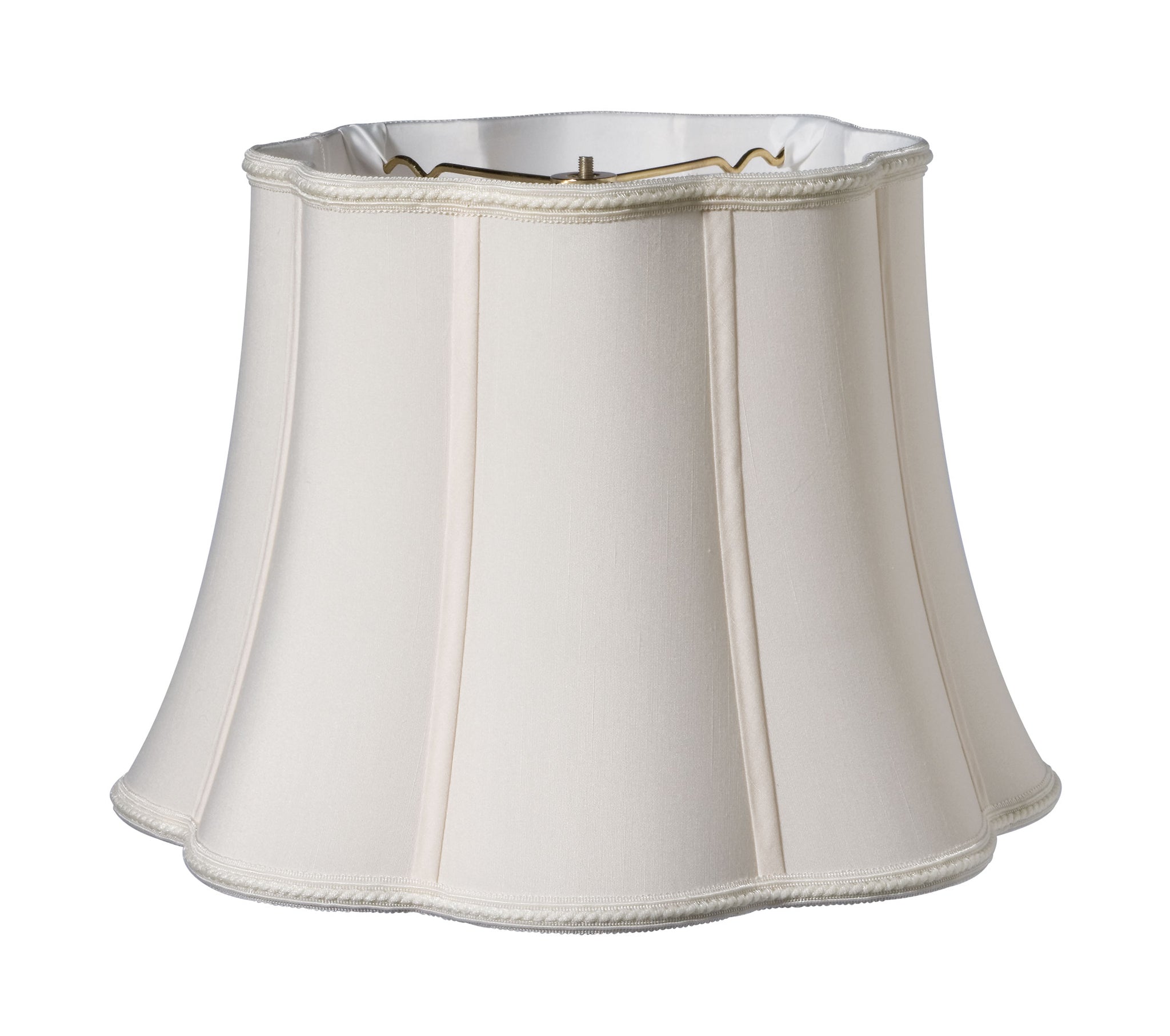 Slant Melon Out Sop Softback Lampshade With Washer Fitter, Cream Cream Shantung