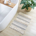 Woven Texture Stripe Bath Rug Grey Polyester