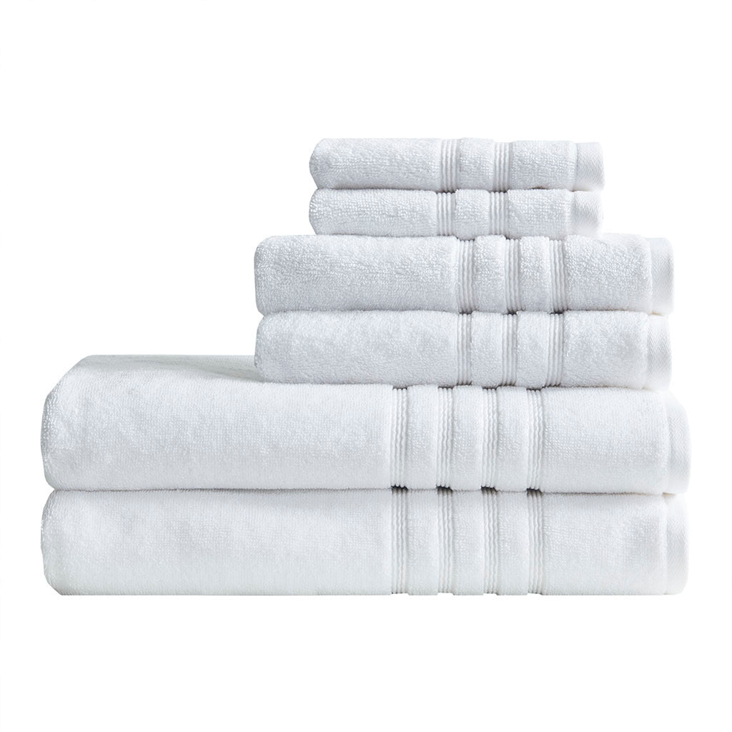 Sustainable Antimicrobial Bath Towel 6 Piece Set White Polyester