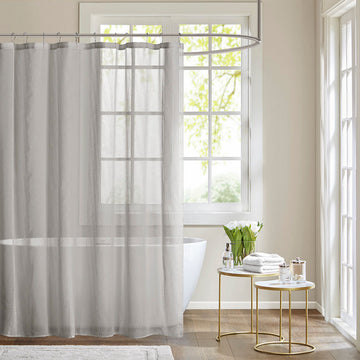 Sheer Shower Curtain Grey Polyester