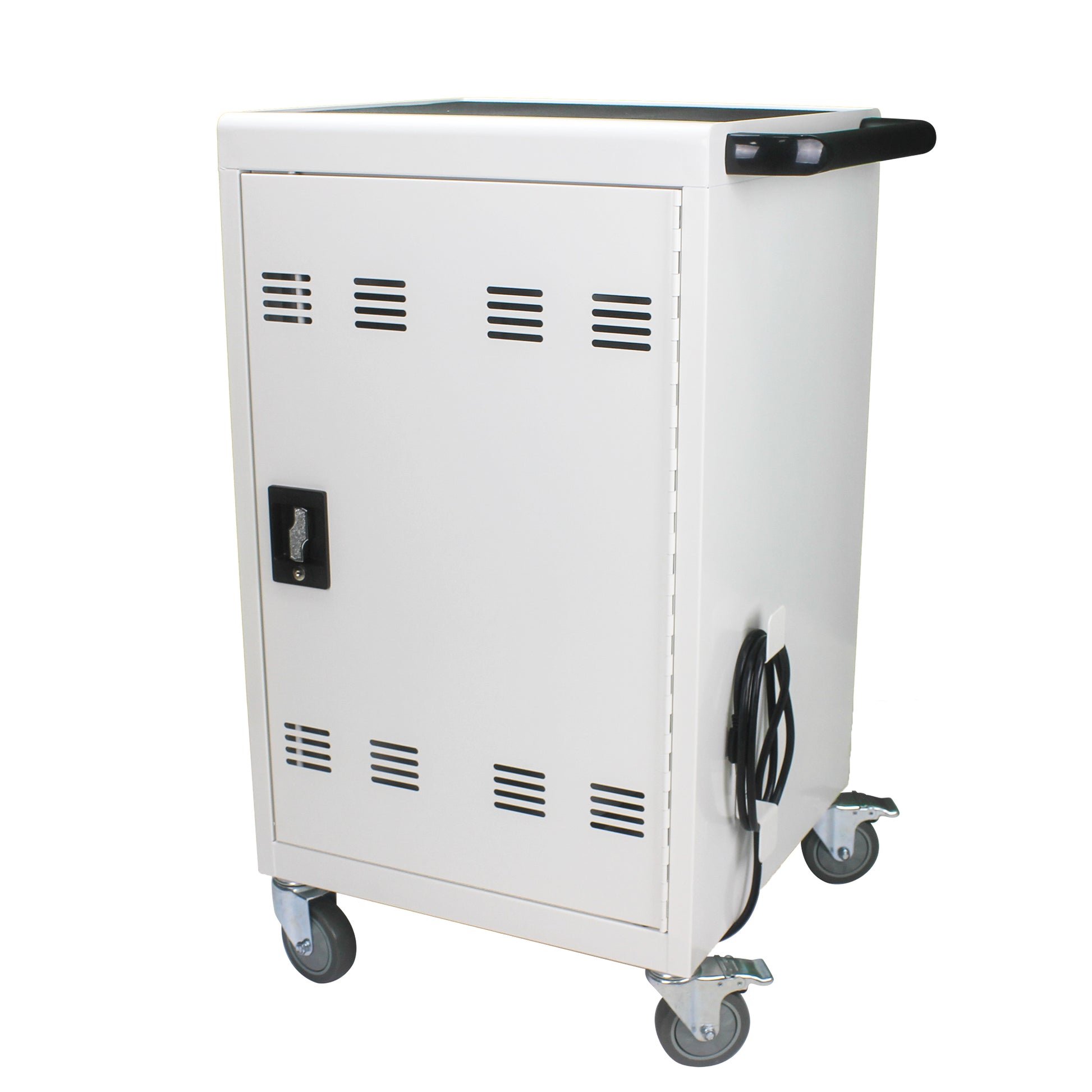 Mobile Charging Cart And Cabinet For Tablets Laptops 31 4 Device Antique White Steel