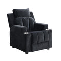 Kids Recliner Chair, Kids Upholstered Couch With Two Cup Holder, Footrest, Backrest, Toddlers Velvet Recliner With Headrest And Footrest Black Velvet