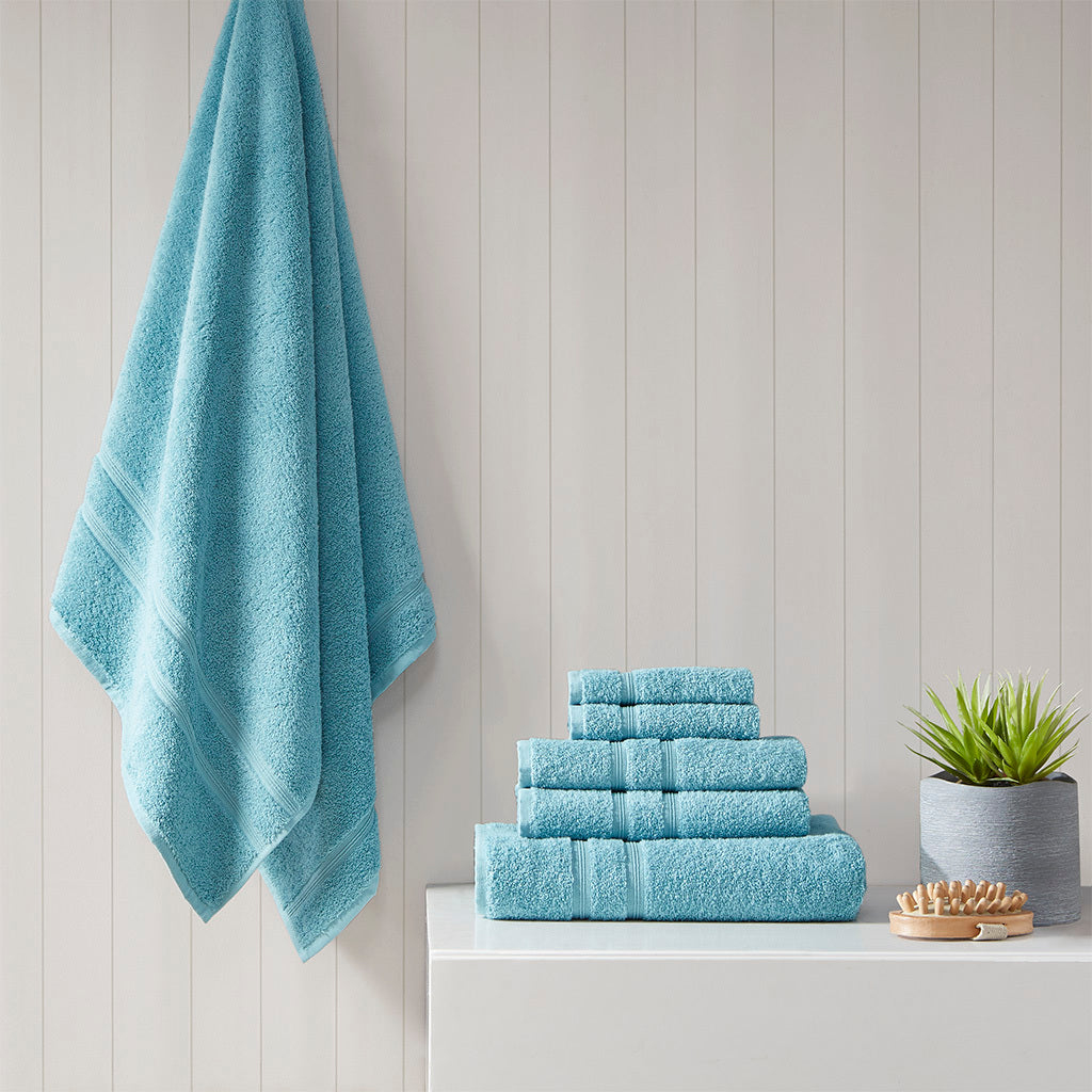 100% Turkish Cotton 6 Piece Towel Set Aqua Cotton