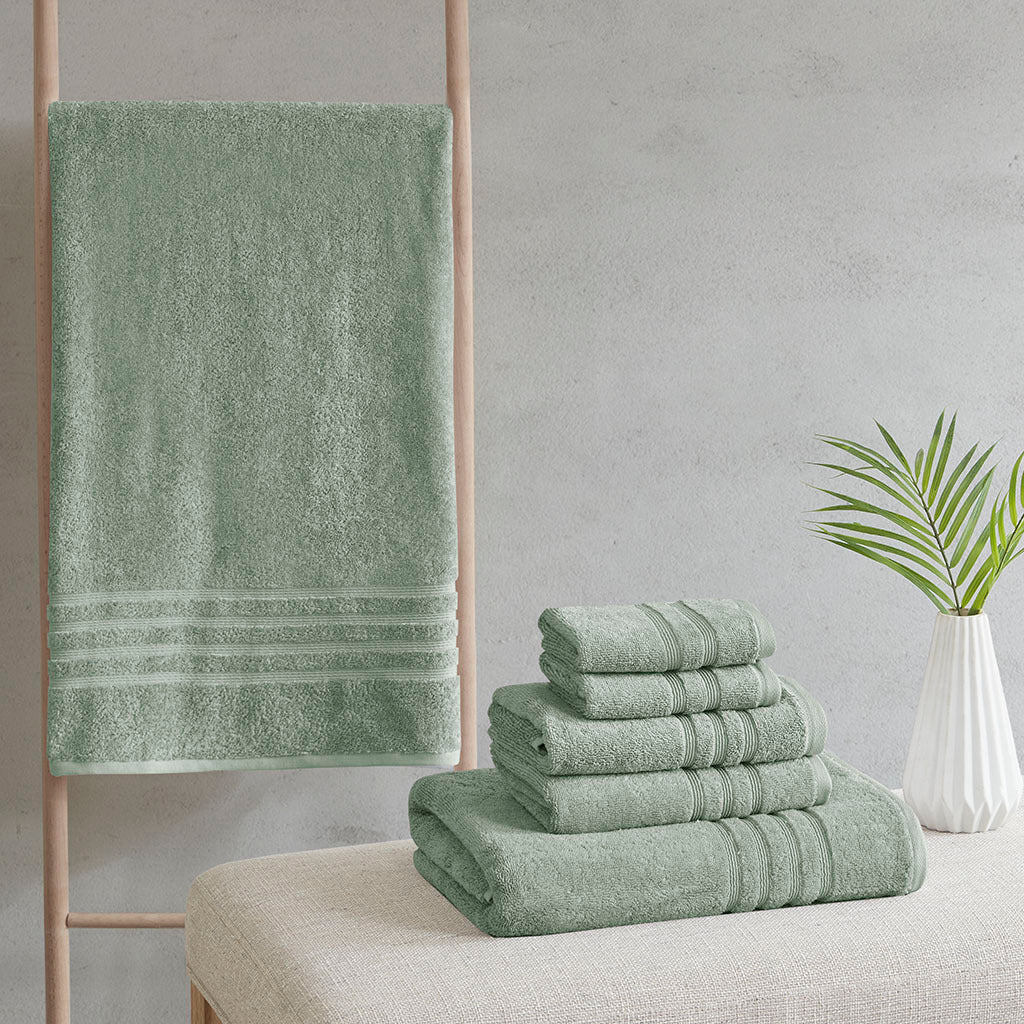 Sustainable Antimicrobial Bath Towel 6 Piece Set Green Polyester