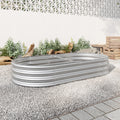 Raised Garden Bed Outdoor,Oval Large Metal Raised Planter Bed For For Plants, Vegetables, And Flowers Silver Silver Metal