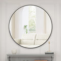 Wall Mirror 39 Inch Black Circular Mirror Metal Framed black-glass