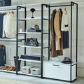 Fiona White Freestanding Walk In Wood Closet System With Metal Frame White Mdf Melamine