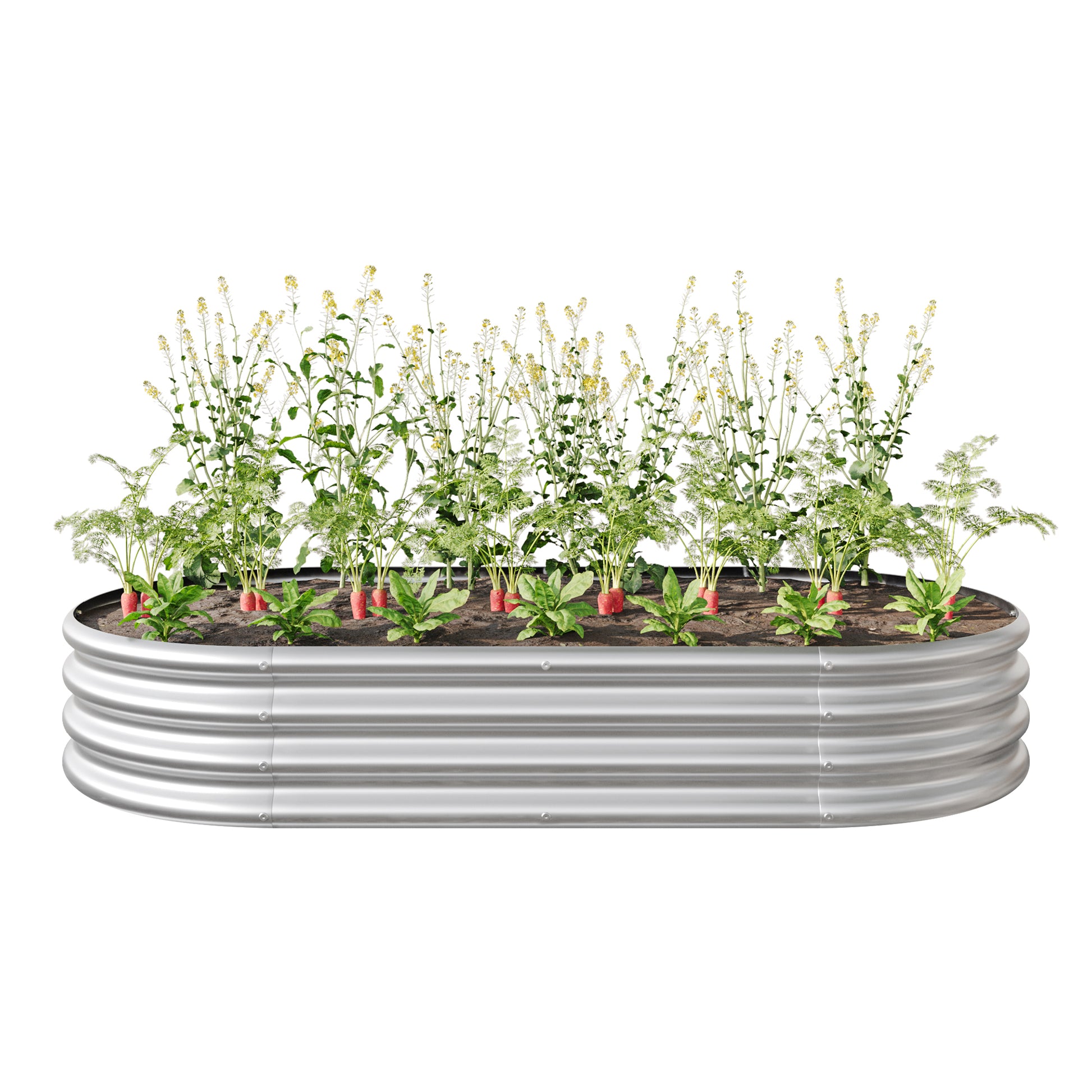 Raised Garden Bed Outdoor,Oval Large Metal Raised Planter Bed For For Plants, Vegetables, And Flowers Silver Silver Metal