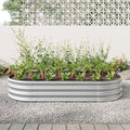 Raised Garden Bed Outdoor,Oval Large Metal Raised Planter Bed For For Plants, Vegetables, And Flowers Silver Silver Metal