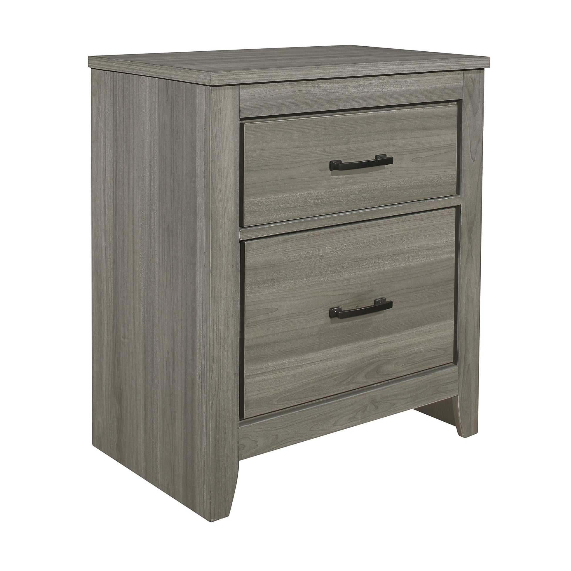 Dark Gray Finish Transitional Look 1Pc Nightstand Industrial Rustic Modern Style Bedroom Furniture Dark Gray 2 Drawers Bedroom Drawer Storage Industrial,Modern,Rustic,Transitional Wood