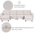 3 Pieces U Shaped Sofa With Removable Ottomans Beige Foam Polyester 6 Seat