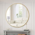 Wall Mirror 39 Inch Gold Circular Mirror Metal Framed gold-glass