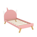 Wooden Cute Bed With Unicorn Shape Headboard,Twin Size Platform Bed,Pink Pink Solid Wood