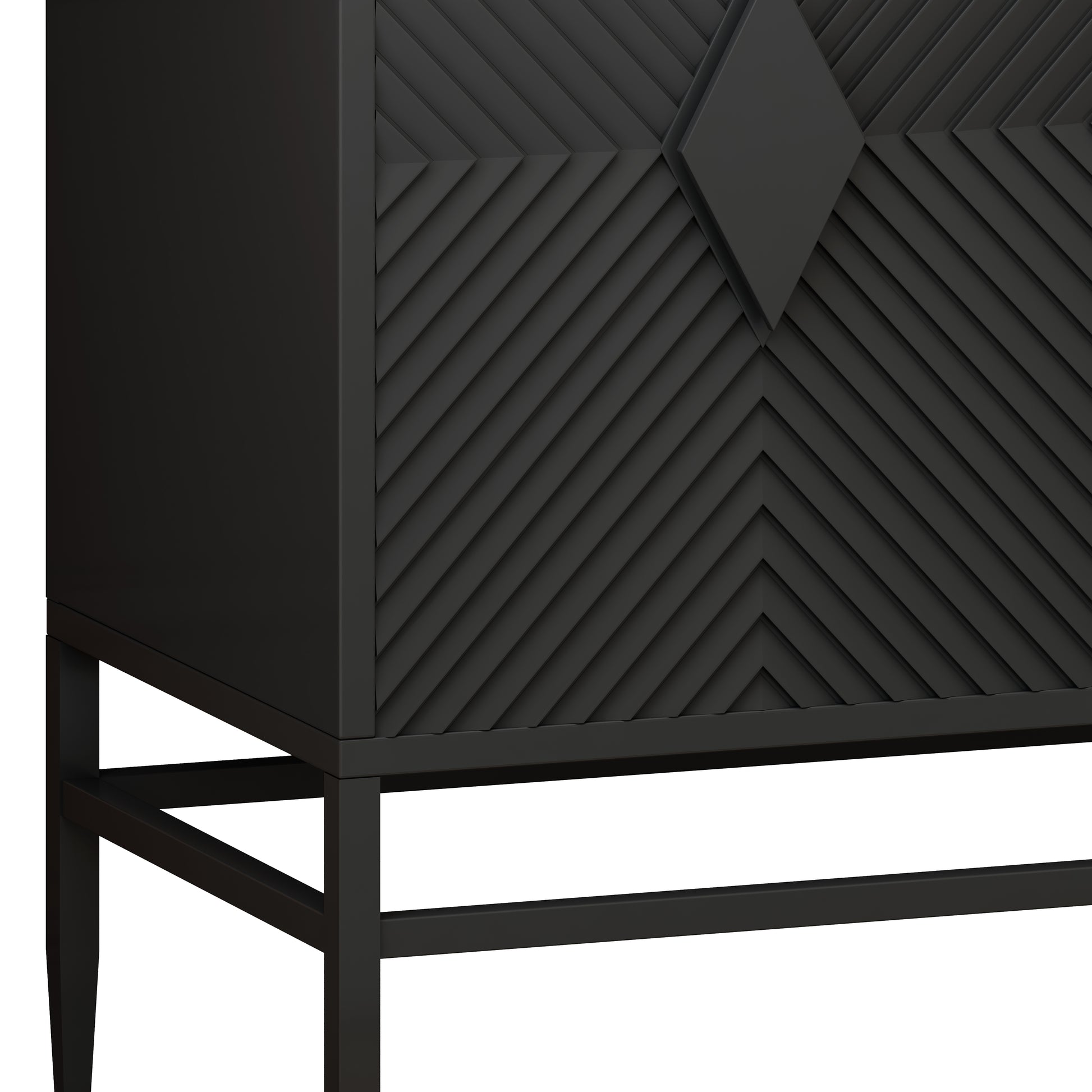 31.50" Modern 2 Door Wooden Storage Cabinet Accent Cabinet With Metal Leg Featuring Two Tier Storage, For Living Room, Entryway And Dining Room, Painted In Black Accent Chests Painted Or Hand Painted Black Primary Living Space Art