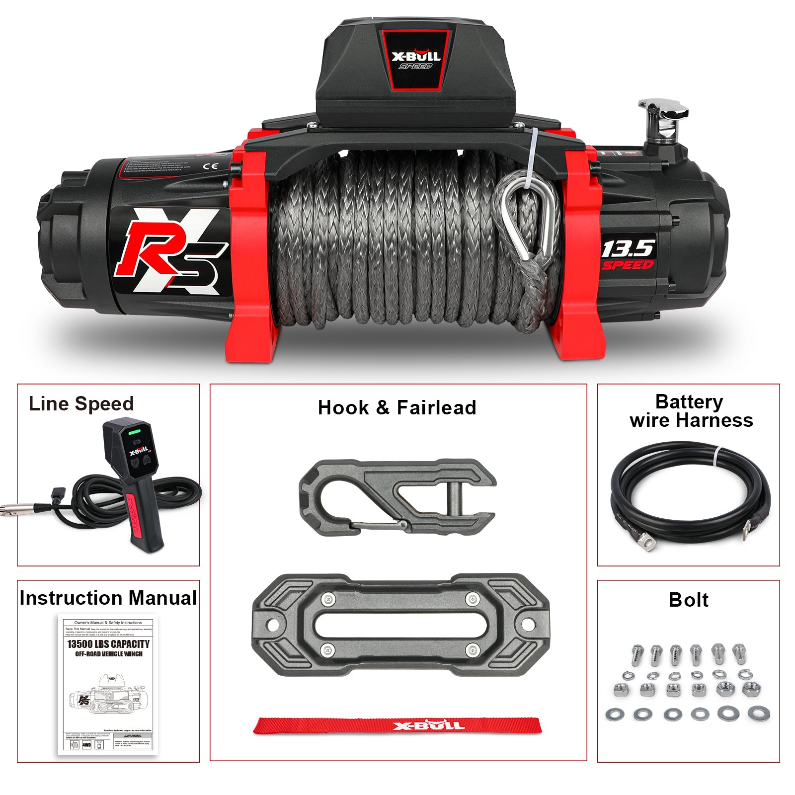 X Bull 13500 lb Winch Load Capacity Electric