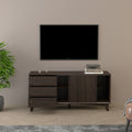 Parker Tv Stand With Sliding Doors And Drawers In Dark Brown Dark Brown Mdf Melamine