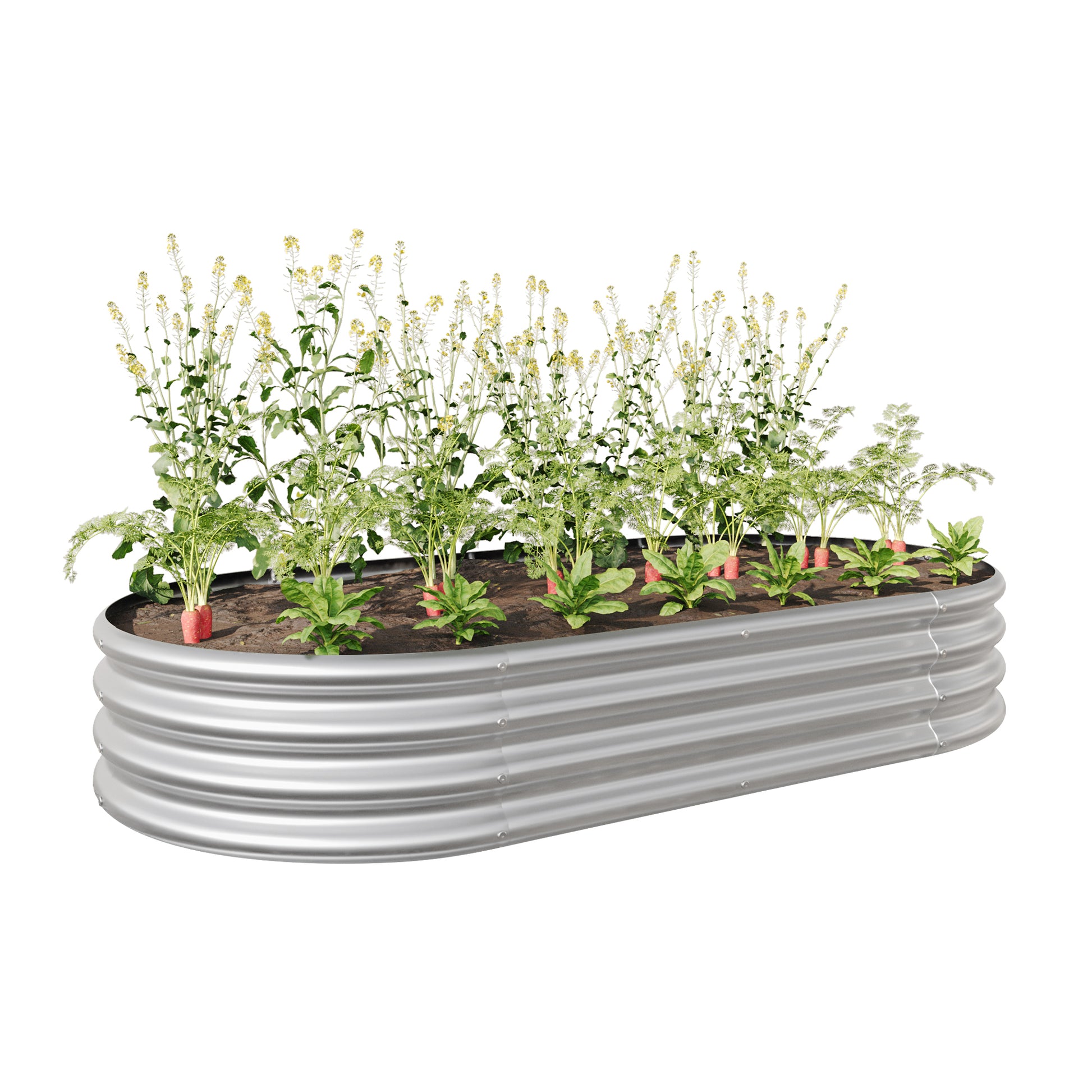 Raised Garden Bed Outdoor,Oval Large Metal Raised Planter Bed For For Plants, Vegetables, And Flowers Silver Silver Metal