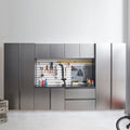 Nova Series 128 In. W X 72 In. H X 20 In. D Metallic Grey Garage Cabinet Set A 7 Piece Dark Gray Mdf Melamine