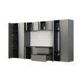 Nova Series 128 In. W X 72 In. H X 20 In. D Metallic Grey Garage Cabinet Set A 7 Piece Dark Gray Mdf Melamine