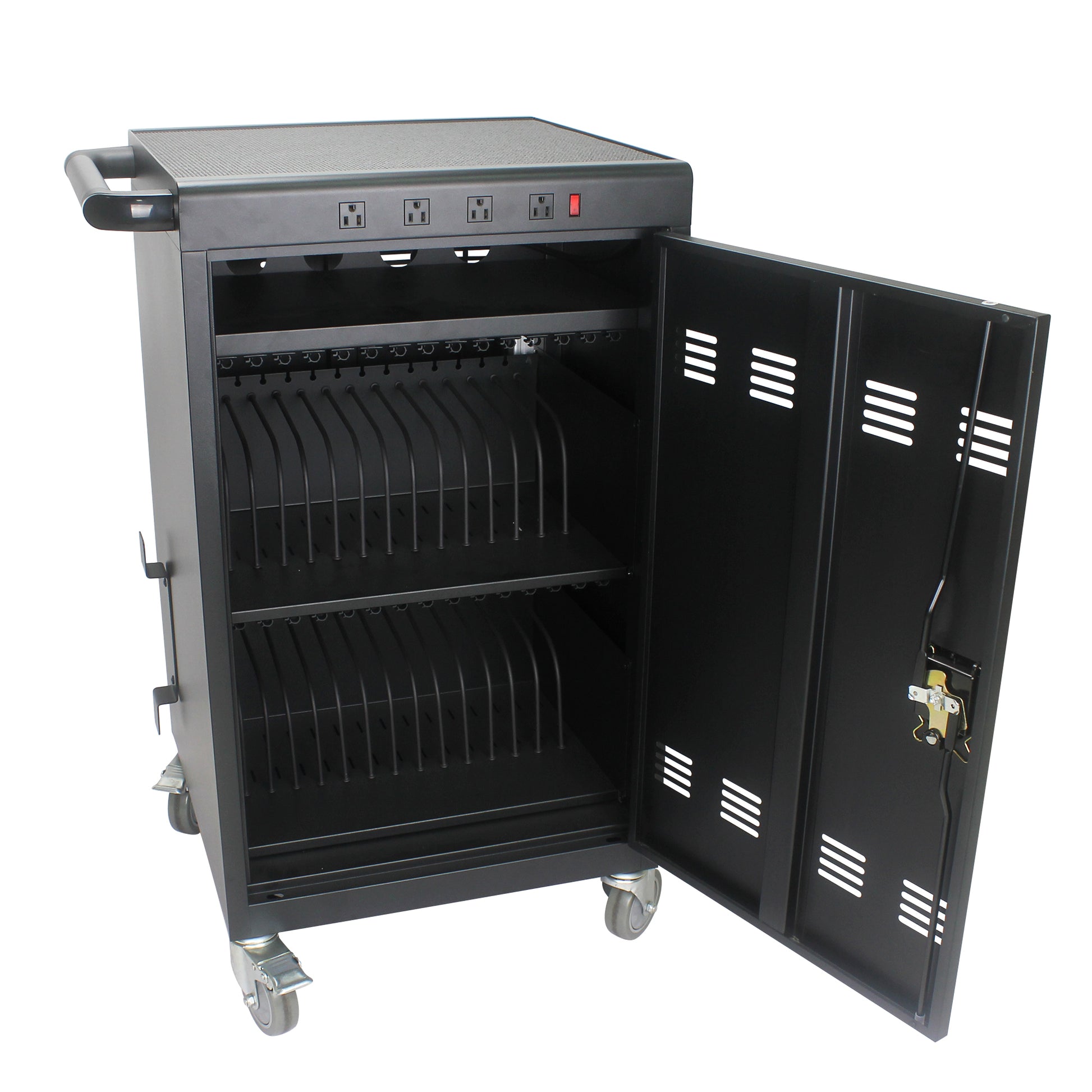 Mobile Charging Cart And Cabinet For Tablets Laptops 35 Device B30Plus Matt Black Steel Metal